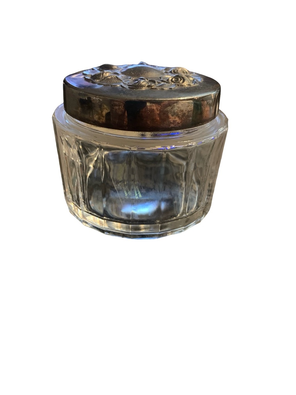 Vintage Lady Primrose‎ Clear Glass Jar With Victorian Inspired Lid 5 Oz